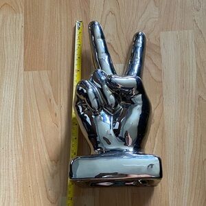 Silver Peace Sign Sculpture
